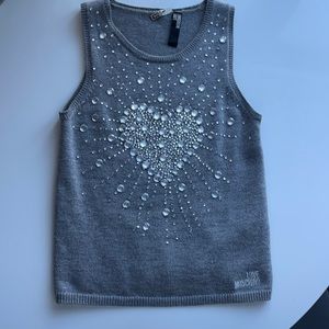 Love Moschino wool bejeweled sweater vest size Grey